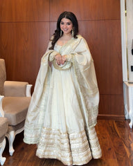 Chinon Silk Kurta Set with Cotton Pants & Dupatta | Elegant Ethnic Wear