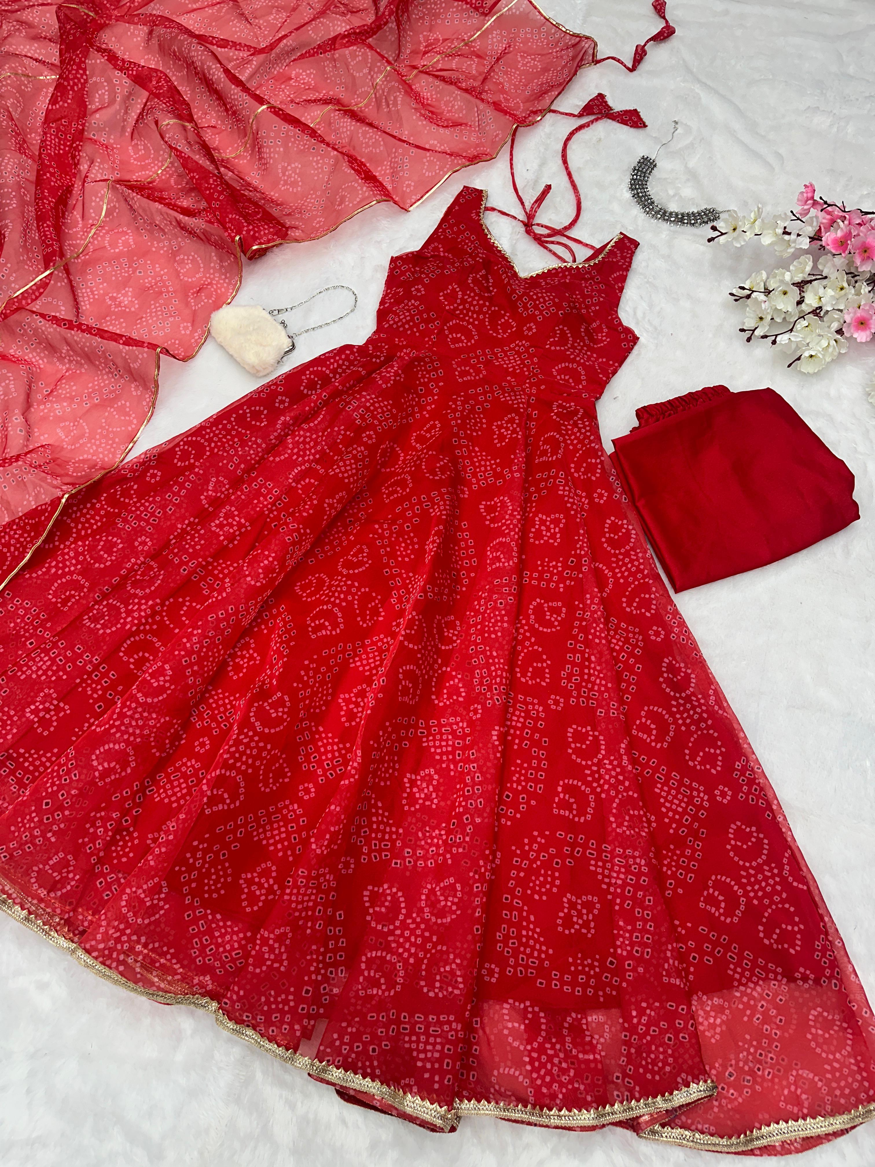 Digital Printed Organza Silk Anarkali Suit