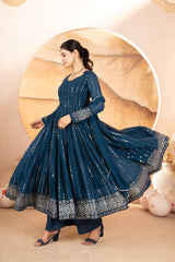Faux Blooming Kurta Set with Heavy Sequin & Thread Embroidery