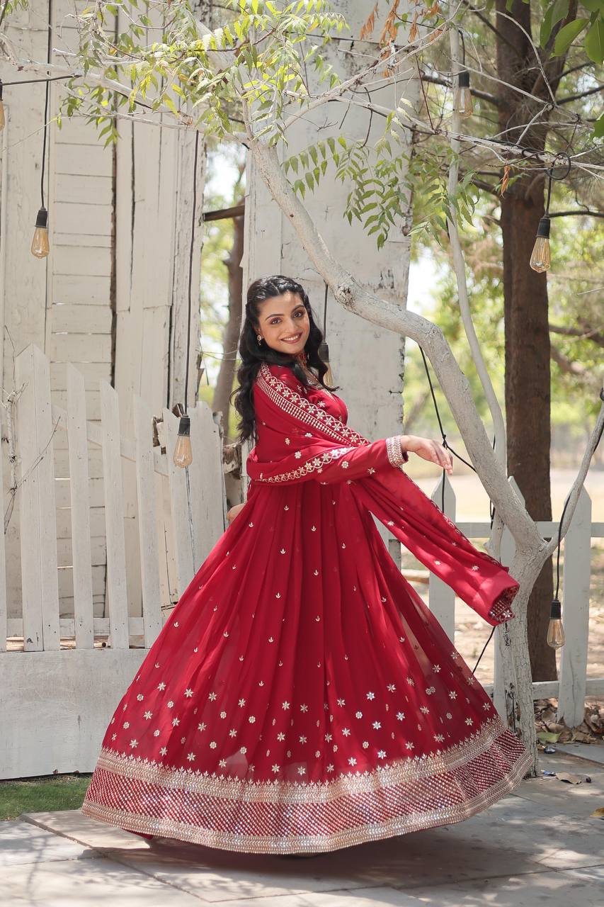 Elegant Faux Blooming Sequined Kurta Set with Micro Cotton Pants
