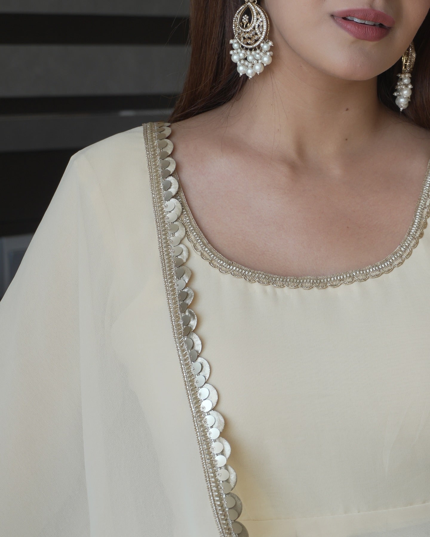 Elegant Heavy Fox Georgette Anarkali Suit with Fancy Lace & Full Flair