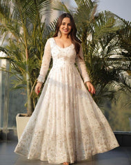 Elegant Faux Georgette Embroidered Kurta Set