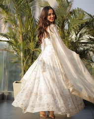 Elegant Faux Georgette Embroidered Kurta Set
