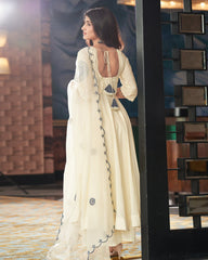 Exclusive Georgette Anarkali Suit with Mirror Work – 3-Piece Set