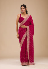 Red Soft Raw Silk Saree with Gold Zariwork – Elegant & Radiant