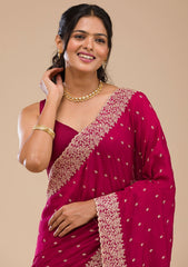 Red Soft Raw Silk Saree with Gold Zariwork – Elegant & Radiant