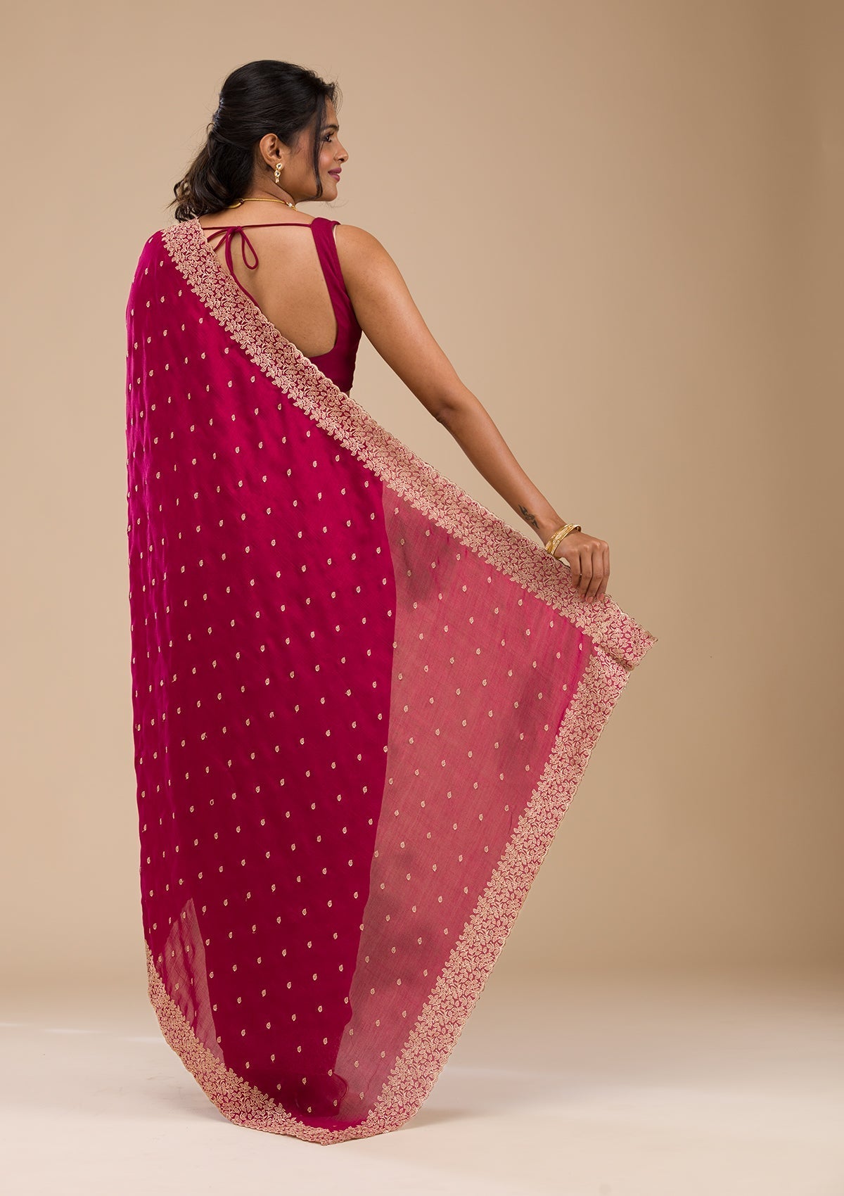 Red Soft Raw Silk Saree with Gold Zariwork – Elegant & Radiant