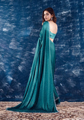 Teal Satin Saree with Traditional Zariwork – Elegant & Radiant Ethnic Wear