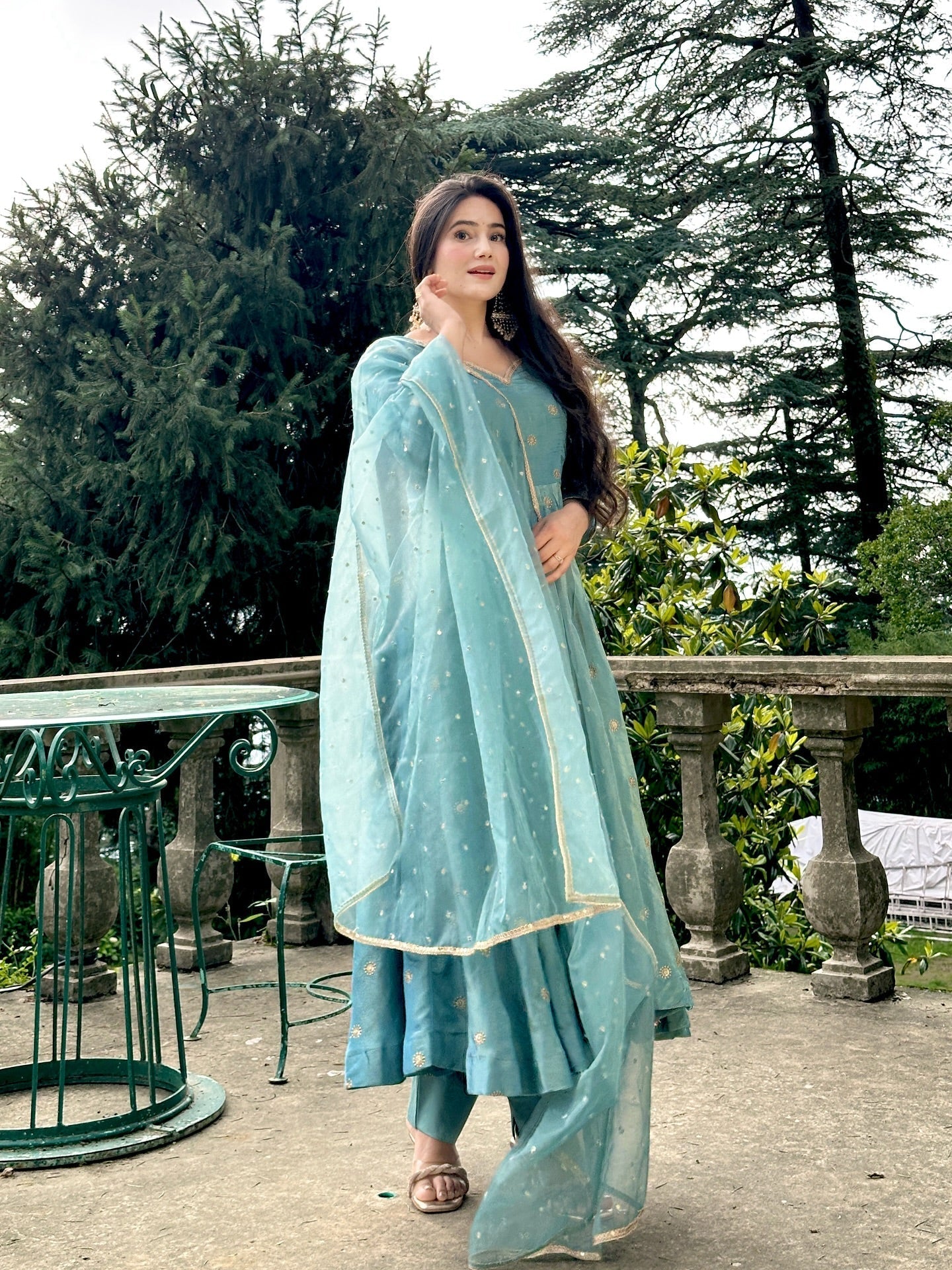 Elegant Chinon Silk Anarkali Suit with Embroidery Work