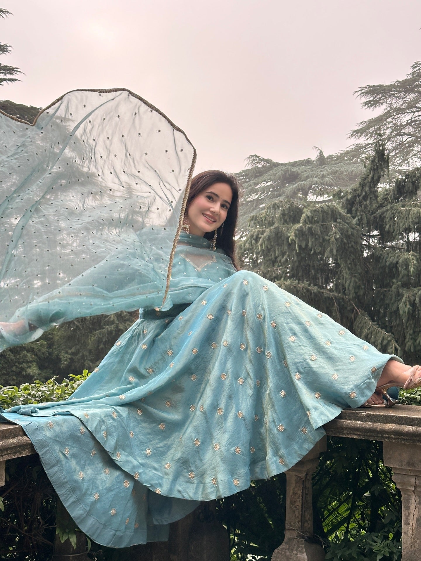 Elegant Chinon Silk Anarkali Suit with Embroidery Work