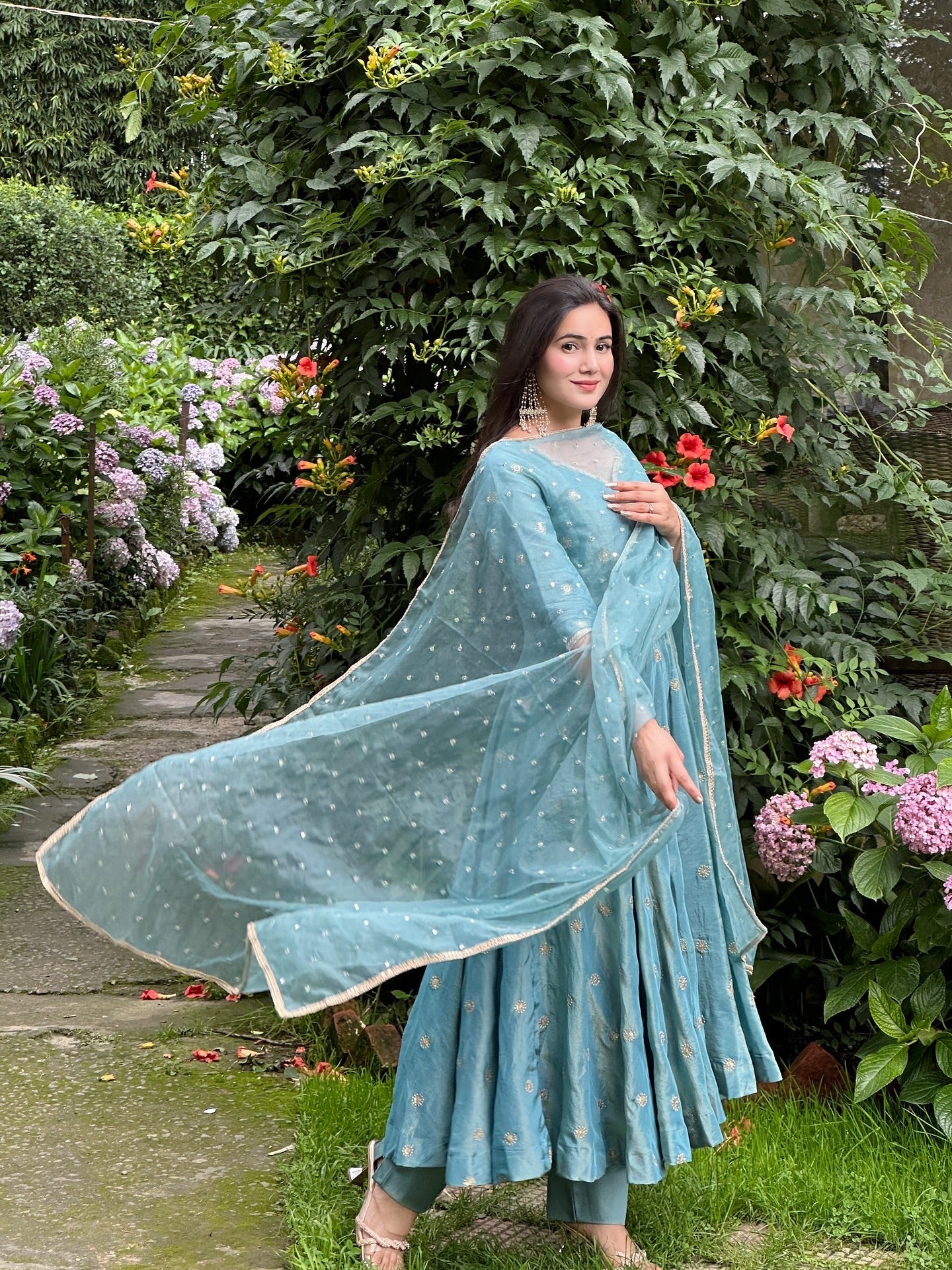 Elegant Chinon Silk Anarkali Suit with Embroidery Work