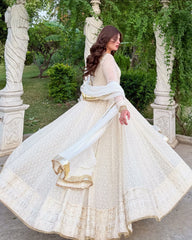 Vibrant Fox Georgette Mirror & Embroidery Anarkali Suit – Three-Piece Festive Ensemble
