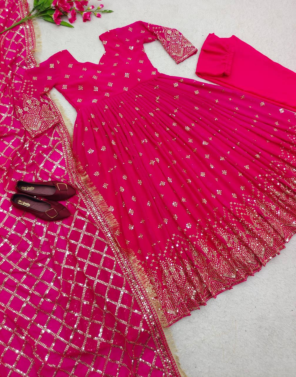 Heavy Fox Georgette Anarkali Suit with 5mm Sequins Embroidery – 3-Piece Party Set