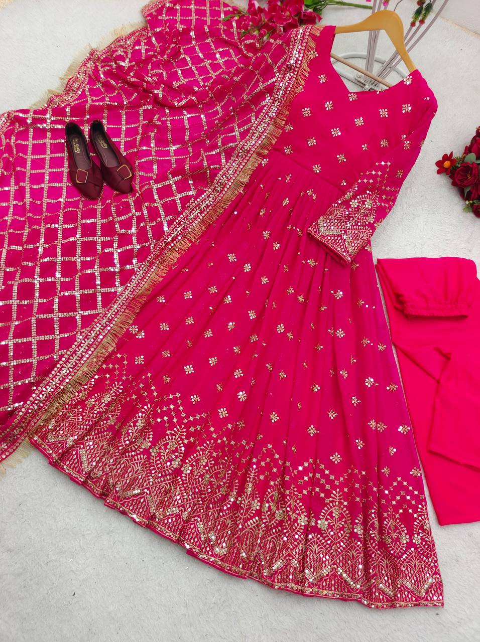 Heavy Fox Georgette Anarkali Suit with 5mm Sequins Embroidery – 3-Piece Party Set