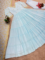 Heavy Georgette Anarkali Suit with 10-Meter Ruffle Flair – 3-Piece Set