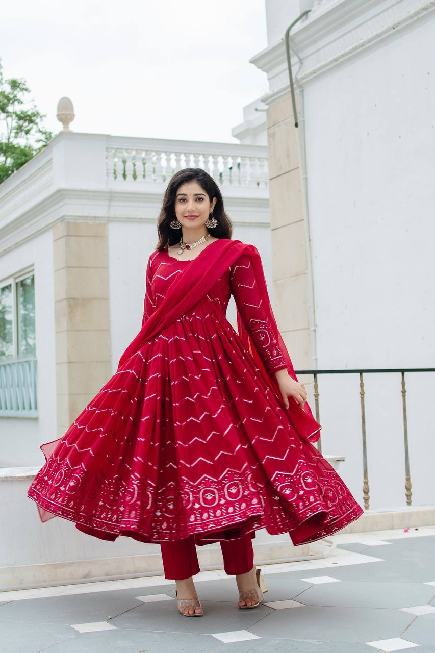Embroidered Faux Georgette Suit Set - Secret Pleasure