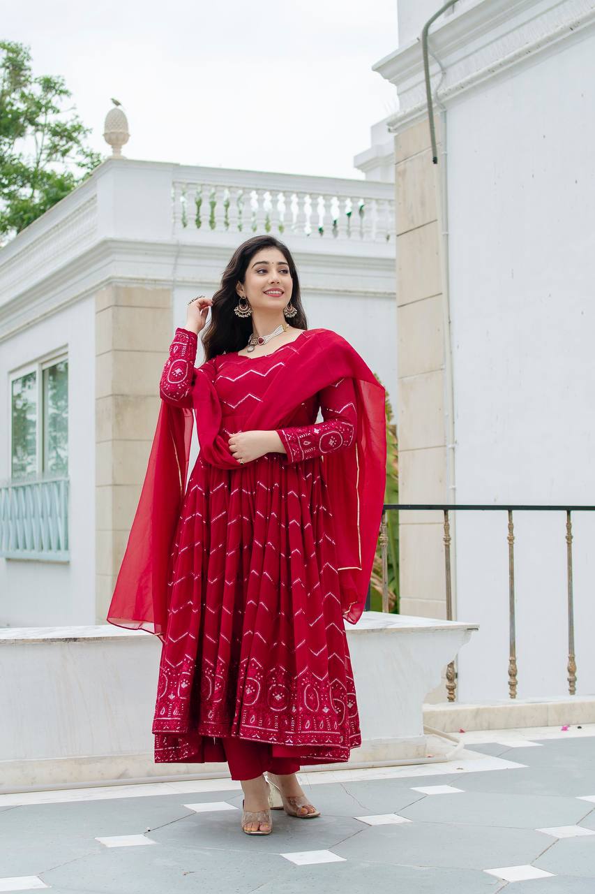 Embroidered Faux Georgette Suit Set - Secret Pleasure