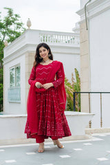 Embroidered Faux Georgette Suit Set - Secret Pleasure