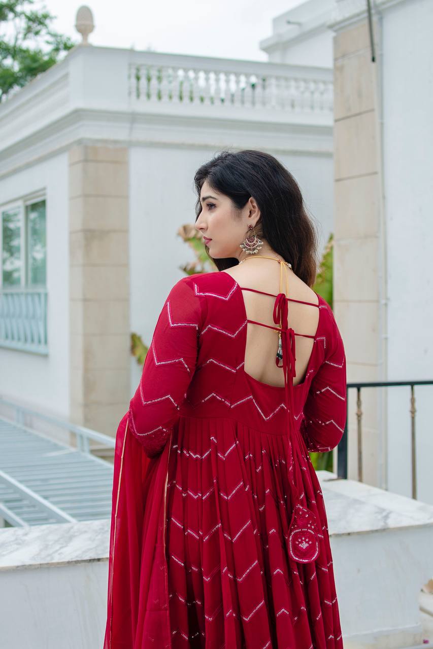 Embroidered Faux Georgette Suit Set - Secret Pleasure