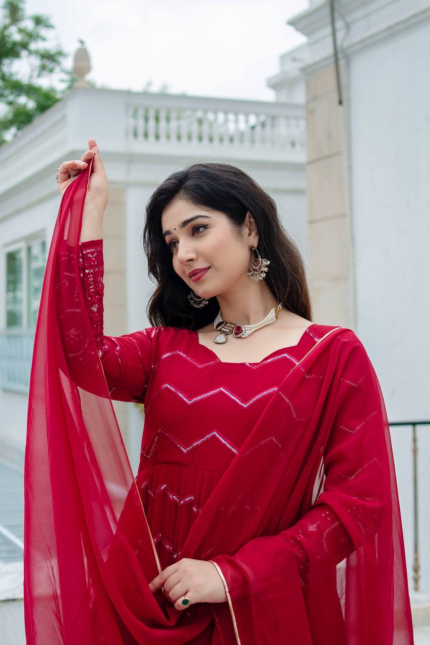 Embroidered Faux Georgette Suit Set - Secret Pleasure