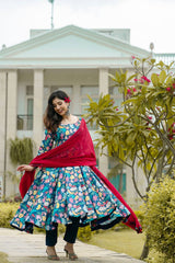 Heavy Pure Maslin Corset Work Printed Suit Set | Secret Pleasure