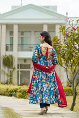 Heavy Pure Maslin Corset Work Printed Suit Set | Secret Pleasure