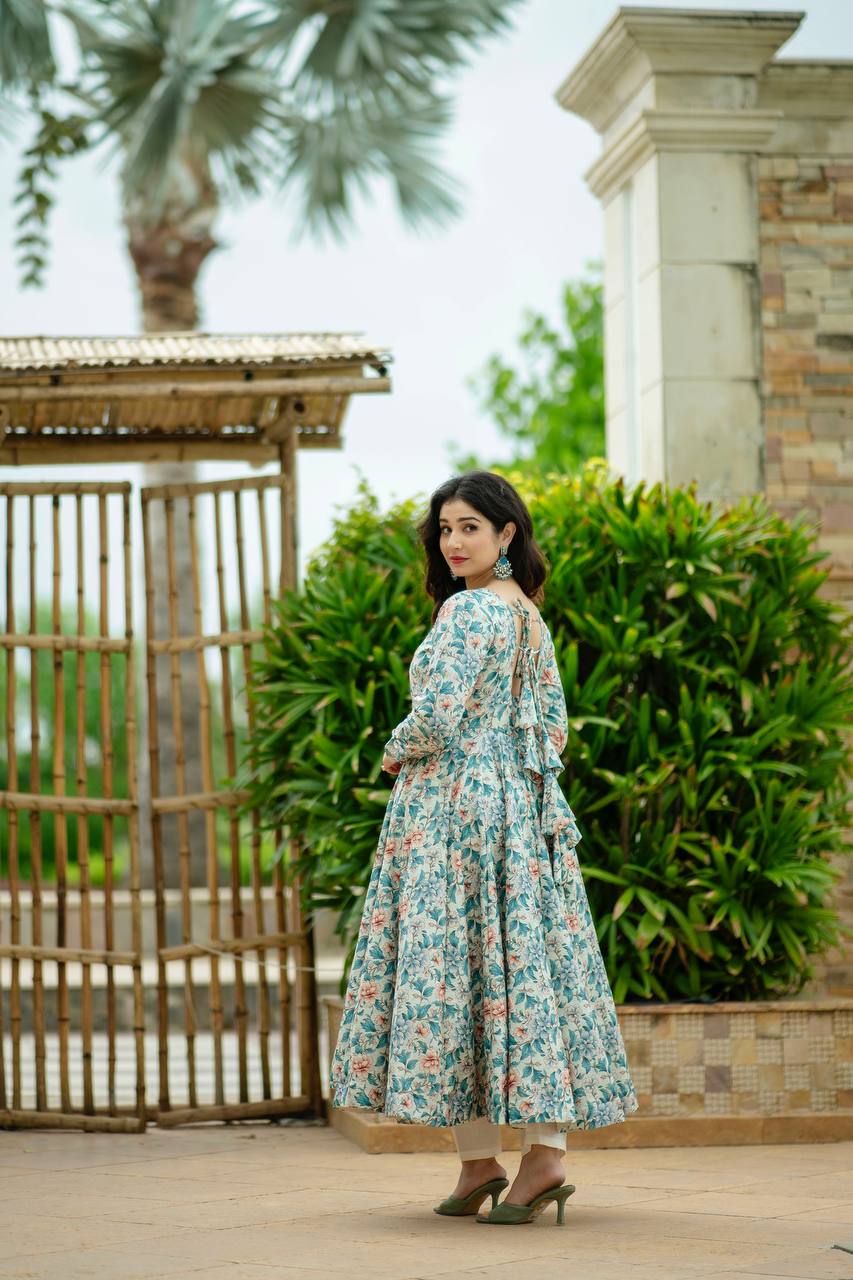 Heavy Pure Maslin Corset Work Print Kurta Set | Secret Pleasure