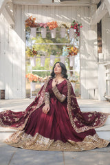 Vichitra Shimmer Kurta Set with Embroidered Dupatta