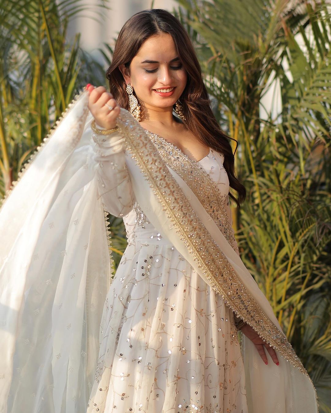 Faux Georgette Anarkali Suit – Thread & 9mm Sequins Work