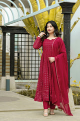 Faux Georgette Embroidered Anarkali Suit – Fully Stitched Festival & Party Wear