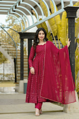Faux Georgette Embroidered Anarkali Suit – Fully Stitched Festival & Party Wear