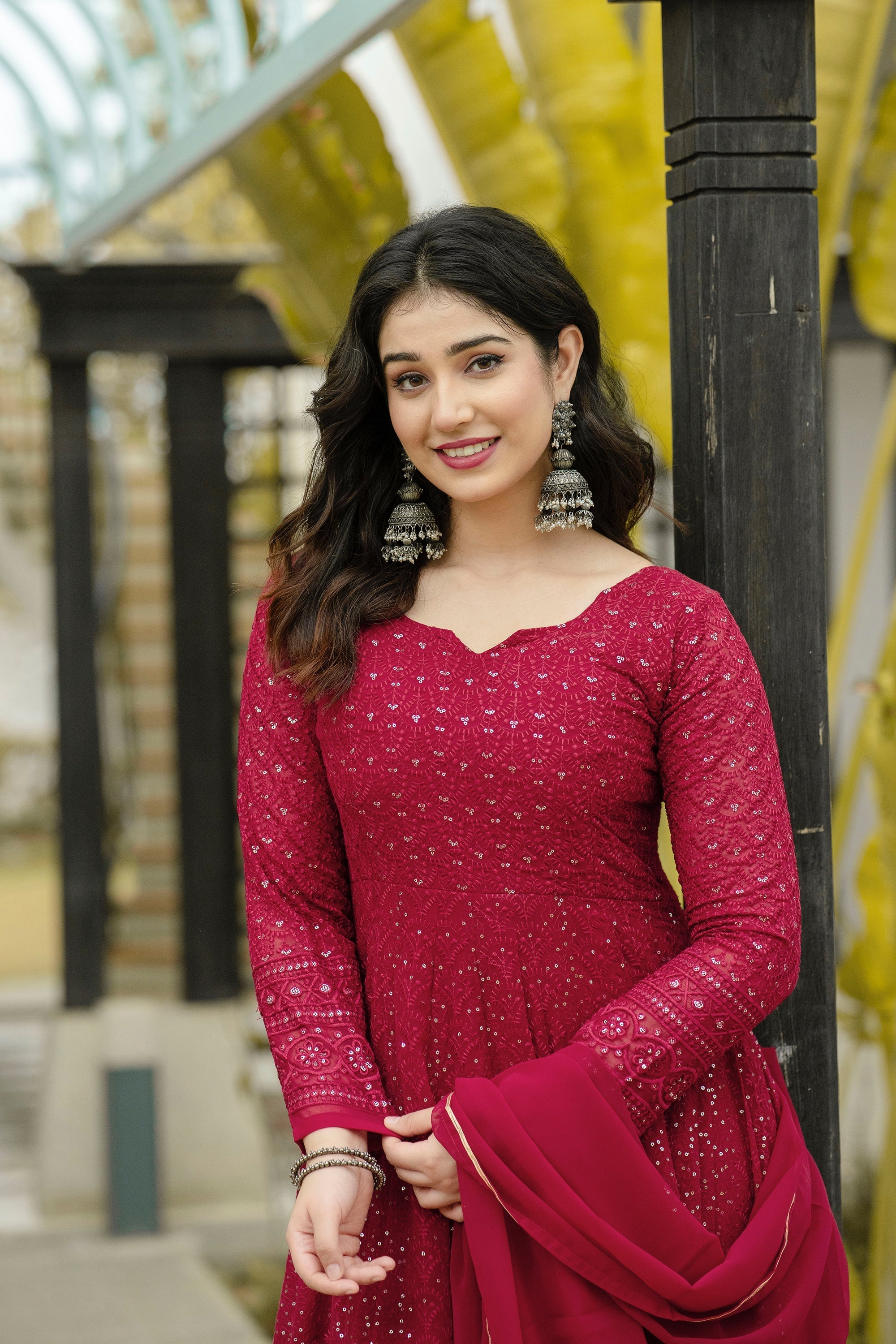 Faux Georgette Embroidered Anarkali Suit – Fully Stitched Festival & Party Wear