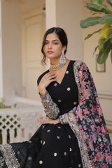 Elegant Faux Georgette Embroidered Gown with Dupatta | Secret Pleasure
