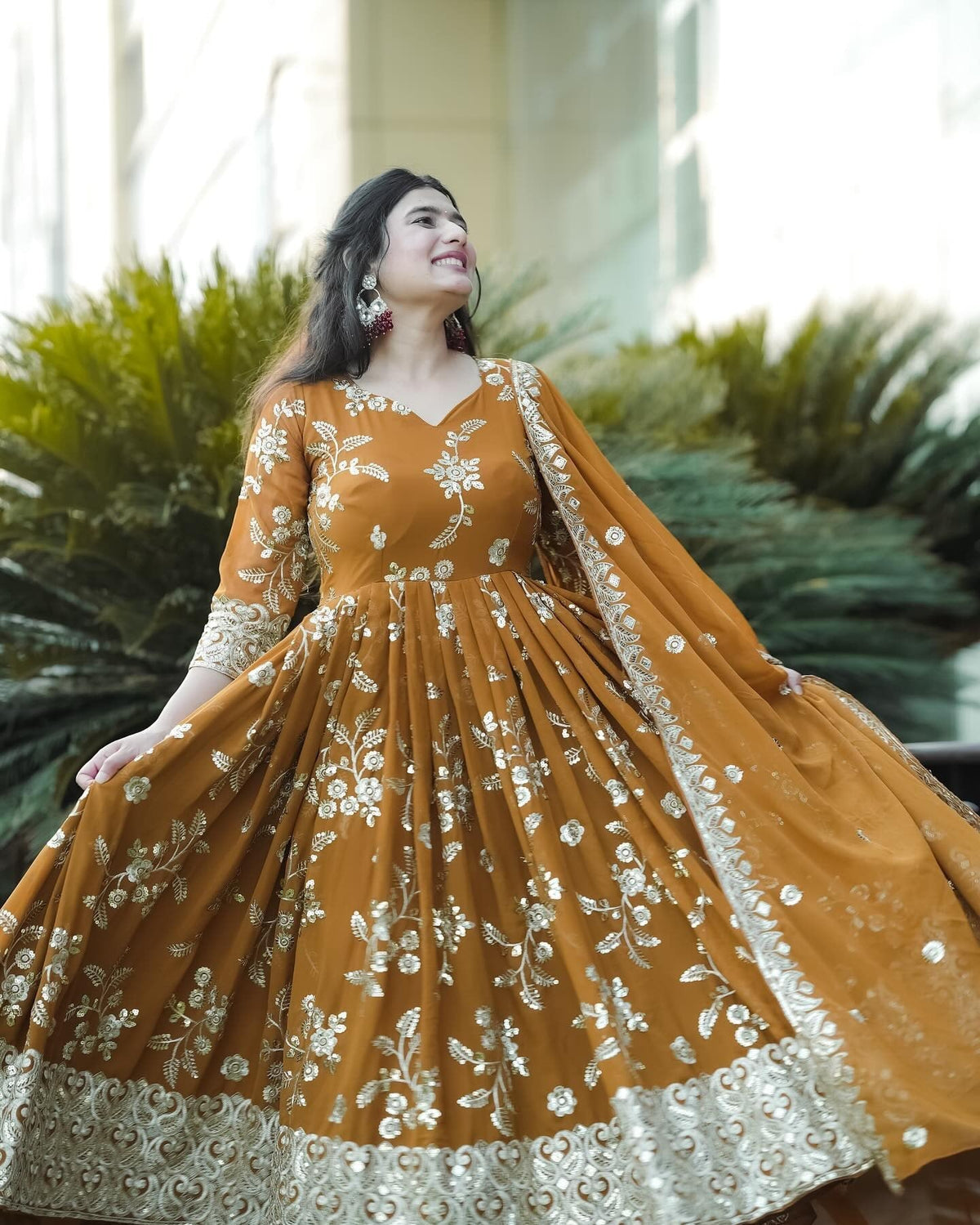 Elegant Embroidered Georgette Kurta Set with Dupatta