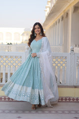 Faux Georgette Kurta Set with Micro Cotton Pants & Dupatta | Elegant Ethnic Wear