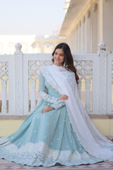 Faux Georgette Kurta Set with Micro Cotton Pants & Dupatta | Elegant Ethnic Wear